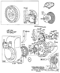 Flywheel, Blower Hsg, Elect Diagram and Parts List for 60111-9400-37  Briggs and Stratton Engine